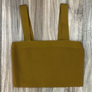 Modern Ribbed Square-Neck Crop Top in Mustard